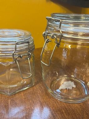Glass Clamp-Top Storage Jars - Clear with Silver Hardware (Set of 2)